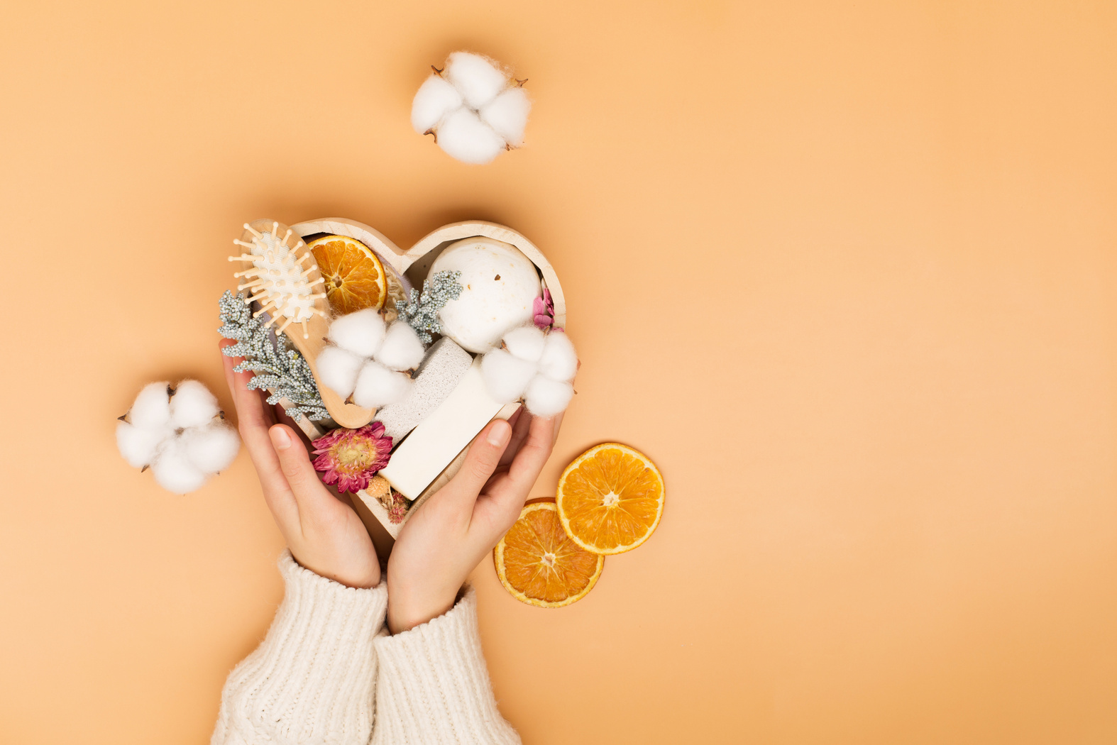 Preparing Self Care Package, Seasonal Gift Box with Plastic Free